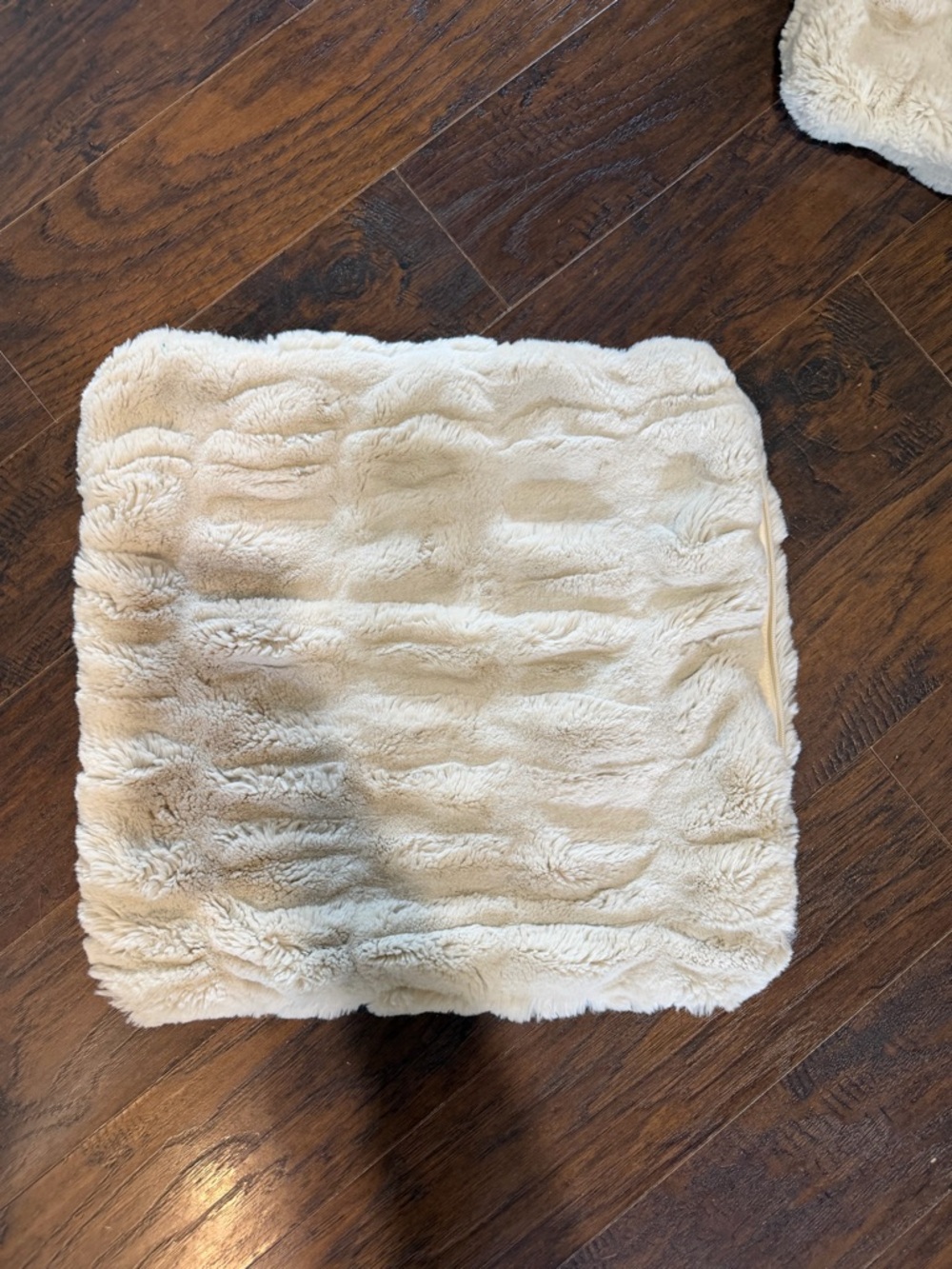 Cream Faux Fur Square Pillow Cover 18x18